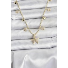 Tgzm Pirinç Gold Renk Zirkon Taşlı Deniz Yıldızı Model Kadın Kolye 5886 - TG0012-2QLCL0