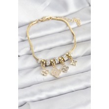 Sbusshop Pirinç Gold Renk Yonca Model Kadın Bileklik 5886 - SB001M-48YDR8