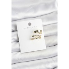 Feifei Gold Renk Zirkon Taşlı Pirinç Kıkırdak Küpe 5886 - FEİ5778-8809