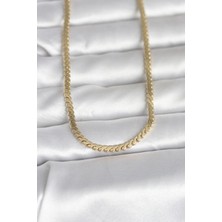 Feifei cm 14K Gold Renk Yassı Ezme Zincir Model 60 cm Kadın Kolye 5886 - FEİ1744-1921