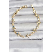 Tgzm Pirinç Gold Renk Sıralı Deniz Yıldızı Model Kadın Bileklik 5886 - TG0012-2QODE7