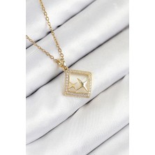 Tgzm 316L Çelik Zirkon Taşlı Yıldız Model Gold Renk Kadın Kolye 5886 - TG0012-2QMI95