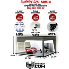 3dpazarıcom 1/36 Ölçekli Gri Renk Ledli Showroom Tasarımlı Diorama Araç Sergileme Garajı 3D Baskı