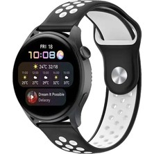 Magicool Watch 22MM Spor Delikli Kordon - Siyah-Beyaz
