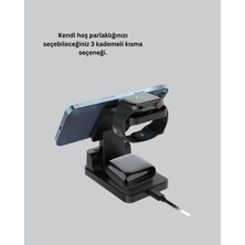 OEM 4’ü 1 Arada Kablosuz Şarj Istasyonu – LED Saat Ekranlı Apple Uyumlu Akıllı - 4461-7556