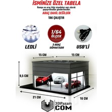3dpazarıcom 1/64 Ölçekli Gri Renk Ledli Showroom Tasarımlı Diorama Araç Sergileme Garajı 3D Baskı