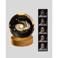 OEM Samanyolu Desenli Kristal Küre Ahşap Standlı Gün Işığı LED Masa Lambası - 5823-3265