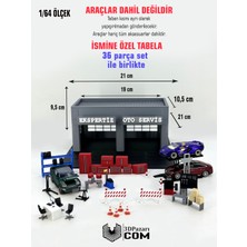 3dpazarıcom 3D Baskı 1/64 Ölçekli Oto Servis Set Bina Tasarımlı Diorama Araç Sergileme Garajı
