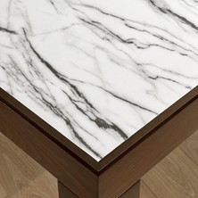 Overdal 1,2 mm Mermer Desenli Kalın Pvc Masa Örtüsü Kaymaz Silinebilir Masa Koruyucu - Beyaz Siyah D01