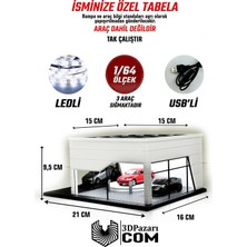 3dpazarıcom 1/64 Ölçekli Beyaz Renk Ledli Showroom Tasarımlı Diorama Araç Sergileme Garajı 3D Baskı
