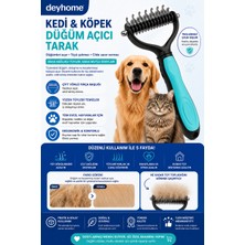 Deyhome Kedi & Köpek Düğüm Açıcı Tarak | Çift Yönlü Tüy Açıcı | Tüy Toplayıcı Evcil Hayvan Tarağı