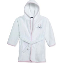 Mollia Kız Bebek Bornoz Tavşan Baskılı Bağcıklı Kapüşonlu Long Sleeve