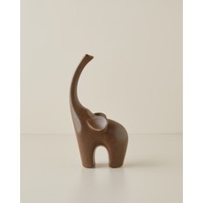 English Home Modern Elephant Seramik Dekoratif Obje 12x23 cm Kahverengi