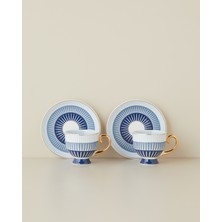 English Home Marivella New Bone China 4 Parça 2 Kişilik Kahve Fincan Takımı 100 ml Mavi