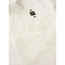 Blauer Beyaz Erkek Slim Fit Logo Baskılı Gömlek 26SBLUS01270-102 Waldo