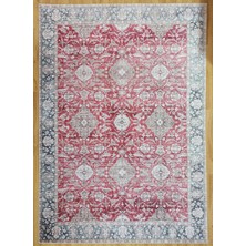 Pera Halı Eskitme Desenli Kırmızı ve Gri Vintage Halı - 12717OU
