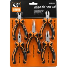 Badem10 Profesyonel 5 Parça Mini Pense Seti 115 mm 4,5 Inch Pratik Pense Kargaburun Yankeski Kablo Kesme Set