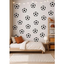 Sanatıbedi Futbol Topu Çocuk Odası Duvar Dekorasyon Sticker - Duvar Kapı Pencere Süsleme Etiketi - 30 Adet 10X10 cm