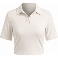 Magarde Vatkalı Premium Polo Yaka Bluz- Ekru