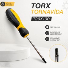 Badem10 Torx Tornavida T20X100 Manyetik Uçlu Ergonomik Kaymaz Saplı Dayanıklı Çelik El Tornavidası