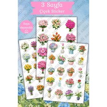 Sanatıbedi 3 Sayfa Çiçek Sticker - Suya Dayanıklı Ajanda Laptop Telefon Süsleme Etiketi