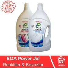 Ega Power Jel Renkli ve Beyaz Sıvı Çamaşır Deterjanı 3900 ml 2'li Set