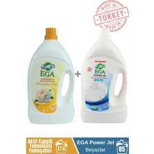 Ega Power Jel Beyaz Sıvı Yıkama Deterjanı 3900 ml + Şakayık Aktif Kapsül Teknolojili Yumuşatıcı 4100 ml
