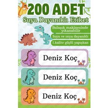 Sanatıbedi 200 Adet Suya Dayanıklı Dinazor Okul Etiketi - Kalem Defter Kitap Suluk Sticker