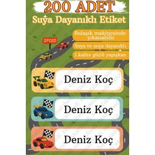 Sanatıbedi 200 Adet Yarış Arabası Suya Dayanıklı Okul Etiketi - Kalem Defter Kitap Suluk Sticker