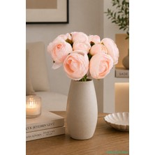 Yapay Çiçek Sitesi Yapay Şakayık Gülü 9 Dal 25CM Pudra Pembe