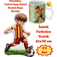 Caisya Sarı Kırmızı Futbol Kupa Taraftar Yastık Kombin Taraftar Uyku Arkadaşı Ikili Set Hediye