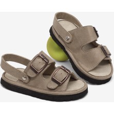 Tonny Black Çocuk Unisex Bej Rahat Kalıp Çift Tokalı Bebe Paitk Sandalet