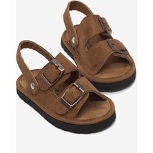 Tonny Black Çocuk Unisex Taba Rahat Kalıp Çift Tokalı Bebe Paitk Sandalet