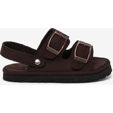 Tonny Black Çocuk Unisex Acı Kahve Rahat Kalıp Çift Tokalı Bebe Paitk Sandalet
