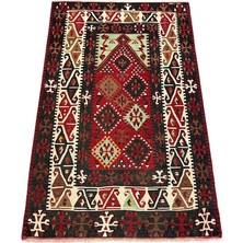 Burak Halı El Dokuma Sıfır Gömürgen Kilimi 107X165 Kök Boya %100 Yün Koleksiyonluk Kilim Kırmızı
