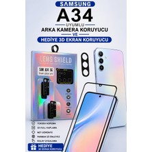 AHK Tekno Samsung A34 Uyumlu Arka Kamera Koruyucu+ Full Ekran Koruyucu