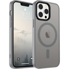 Bix iPhone 13 Pro Magsafe Uyumlu Kılıf Tam Koruma Manyetik Darbe Emici Gri