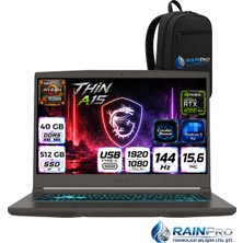 MSI Msı Nb Thın A15 Ryzen 5 7535HS 40 GB Ddr5 512 GB SSD 6gb RTX4050 15.6 Fhd 144Hz Windows 11 Pro Taşınabilir Bilgisayar B7VERNP13