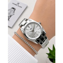 Daniel Klein 2 Yıl Garantili Çelik Kordon 3 Atm Suya Dayanıklı Kadın Kol Saati+Bileklik F.G.14494.1
