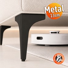 Badem10 Erk Eren 13 cm Mat Siyah Metal Mobilya Köşe Ayağı Dayanıklı Modern Tasarım Koltuk Sehpa Mobilya