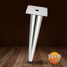 Badem10 Omaks (1 Adet) 30 cm Metal Krom Düz Mobilya Sehpa Kanepe Ayağı Montaj Vidaları Dahil Ayak