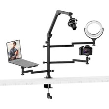 Gümrük Bey Vijim LS21 Alüminyum Çok Fonksiyonlu Masa Standı – Laptop, Kamera, Mikrofon Tutucu