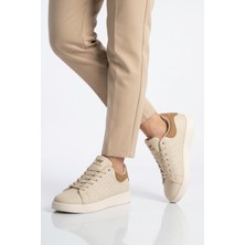 Walkway Bej Bağcıklı Hafif Unisex Cilt Spor Ayakkabı Costa G