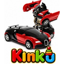 Kinku Kinku Transformer Robot Çek Bırak Kendinden Robota Dönüşen 1:32 Bugatti Oyuncak Araba