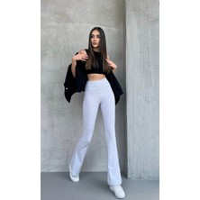MEYMERS KADIN%100 Pamuklu Yüksek Bel Ultra Esnek Ispanyol Paça Tayt