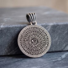 Ebrar Silver Gümüş Esmaül Hüsna Kolye Ucu Mat 925 Ayar Gümüş Allah'ın 99 Ismi Yazılı Mat Esma-Ül Hüsna Unisex Kolye Ucu