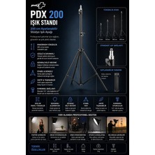 Pdx 200 Işık Standı | 200 cm | Ayarlanabilir Stüdyo Işık Ayağı