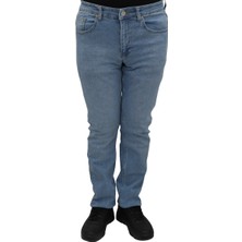 Hacker Fistan Store Erkek Buz Mavisi Yüksek Bel Normal Kesim Boru Paça Büyük Beden Jean Pantolon
