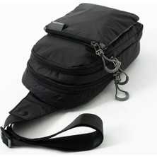 Sanmorris Unisex Kırinkıl Kumaş Suya Dayanıklı Çok Bölmeli Siyah Body Bag 6004