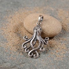 Ebrar Silver Gümüş Ahtapot Kolye Ucu 925 Ayar Gümüş Ahtapot Figürlü Unisex Kolye Ucu